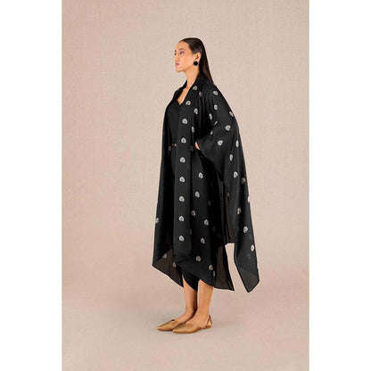 AMPM Umaya Black Printed Cape with Inner & Dhoti and Belt (Set of 4)