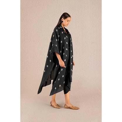 AMPM Umaya Black Printed Cape with Inner & Dhoti and Belt (Set of 4)