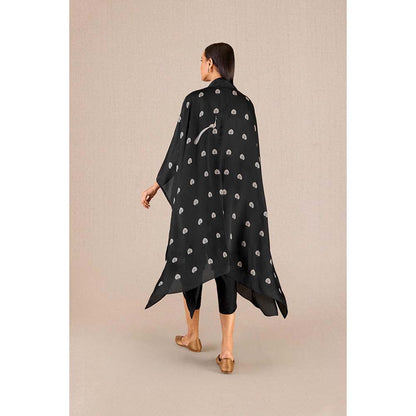 AMPM Umaya Black Printed Cape with Inner & Dhoti and Belt (Set of 4)
