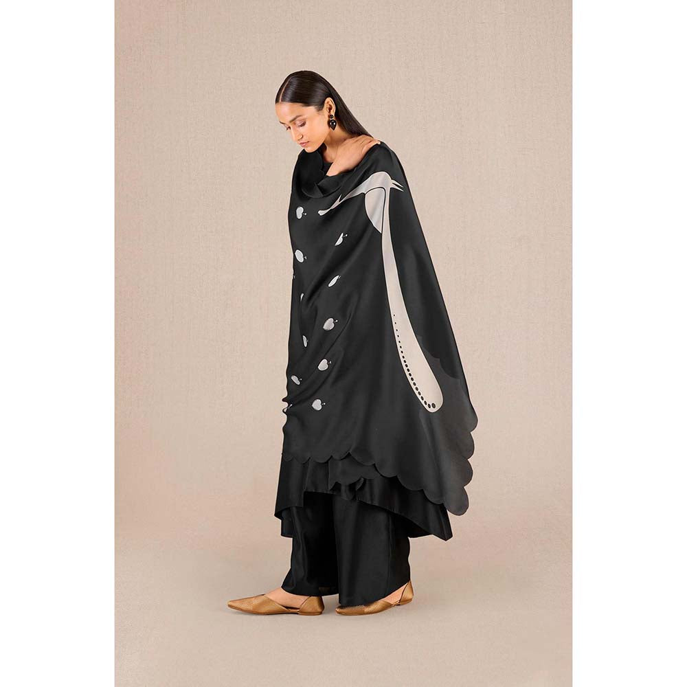 AMPM Abiha Black Printed Kurta with Palazzo and Dupatta (Set of 3)