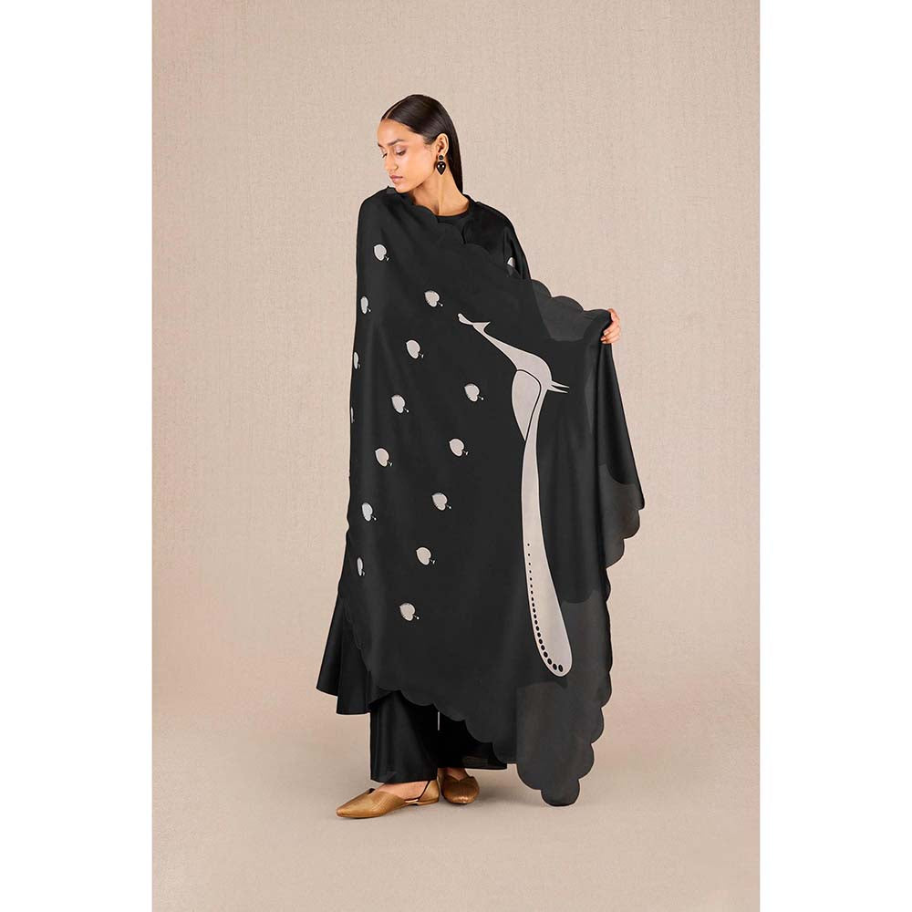 AMPM Abiha Black Printed Kurta with Palazzo and Dupatta (Set of 3)