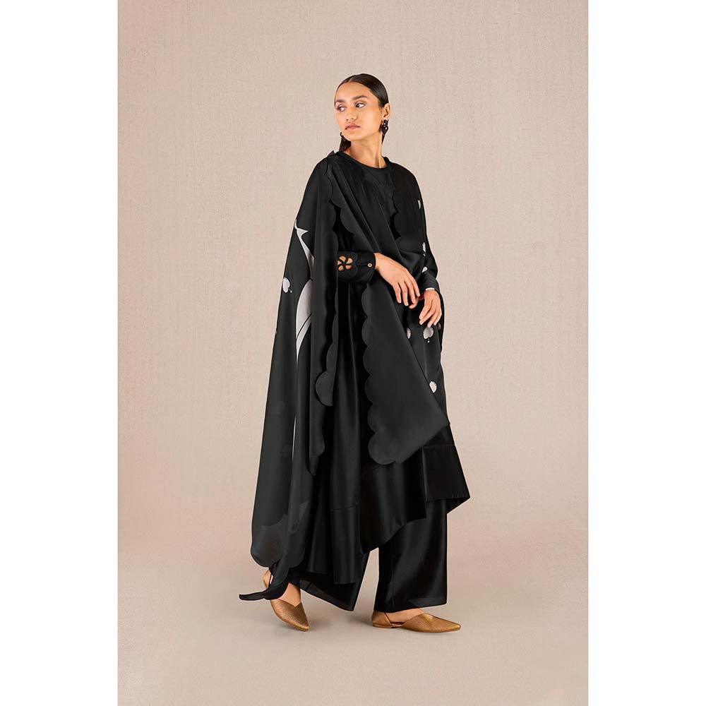 AMPM Abiha Black Printed Kurta with Palazzo and Dupatta (Set of 3)