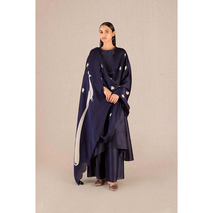AMPM Abiha Navy Blue Printed Kurta with Palazzo and Dupatta (Set of 3)