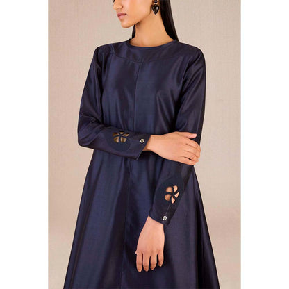 AMPM Abiha Navy Blue Printed Kurta with Palazzo and Dupatta (Set of 3)