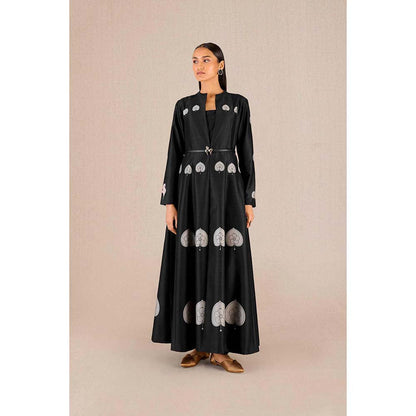 AMPM Aresha Black Printed Jacket with Inner and Pant (Set of 4)