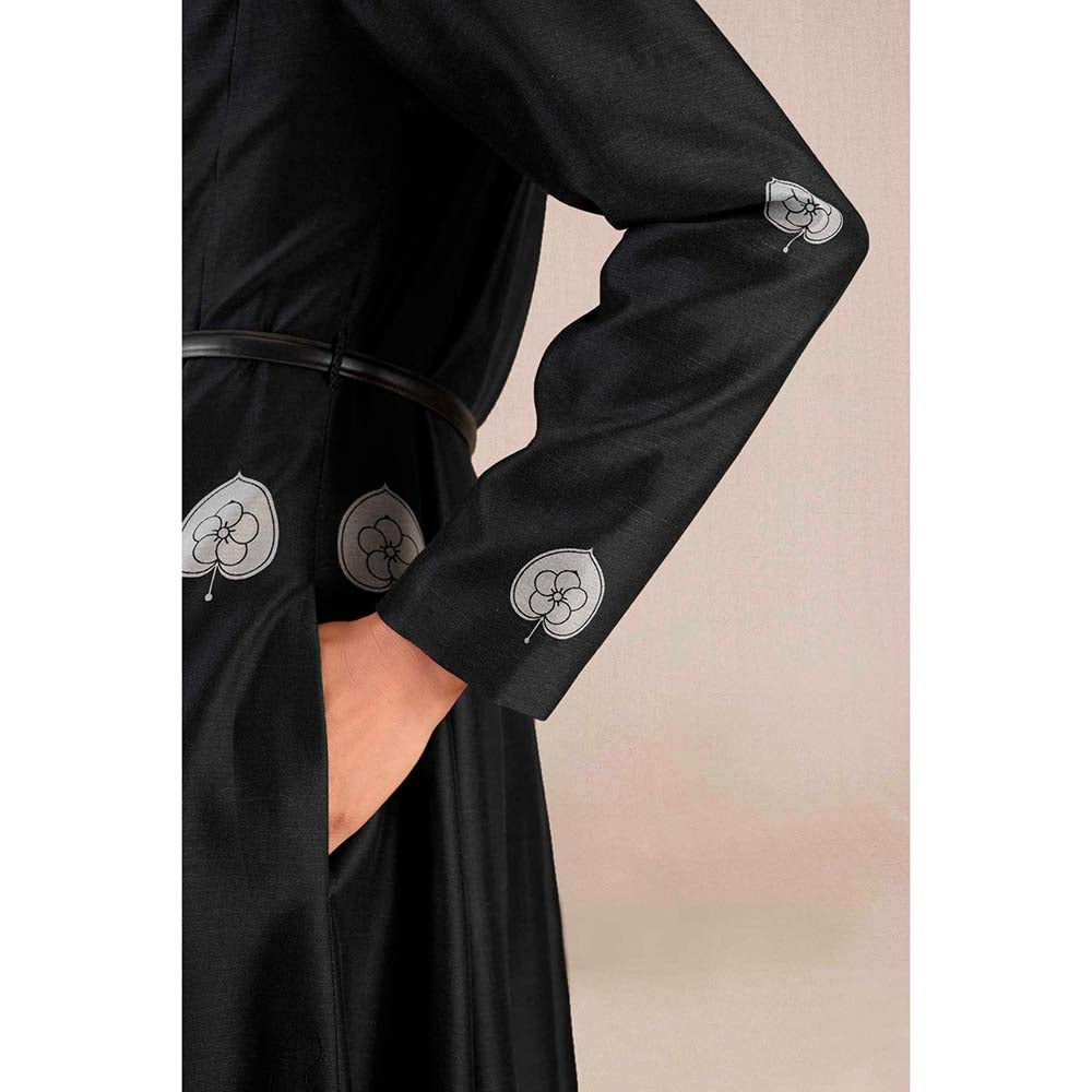 AMPM Aresha Black Printed Jacket with Inner and Pant (Set of 4)