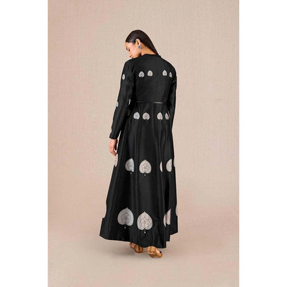 AMPM Aresha Black Printed Jacket with Inner and Pant (Set of 4)