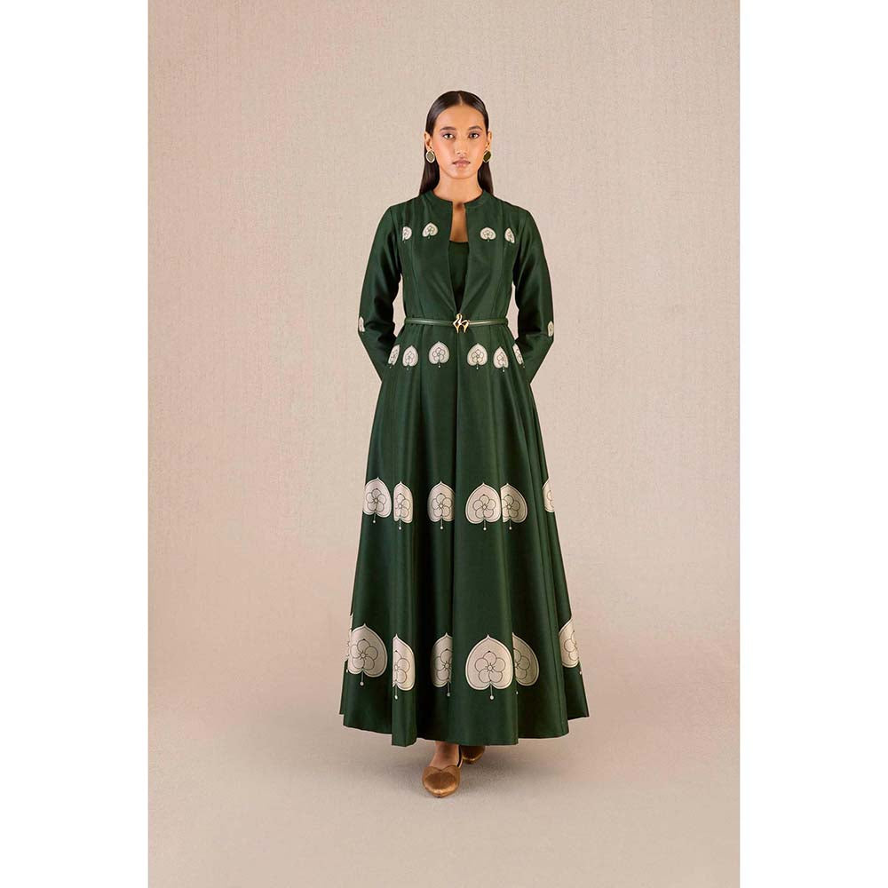 AMPM Aresha Green Printed Jacket with Inner and Pant (Set of 4)