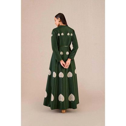 AMPM Aresha Green Printed Jacket with Inner and Pant (Set of 4)