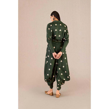 AMPM Emery Green Printed Shirt with Dhoti and Belt (Set of 3)
