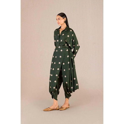 AMPM Emery Green Printed Shirt with Dhoti and Belt (Set of 3)
