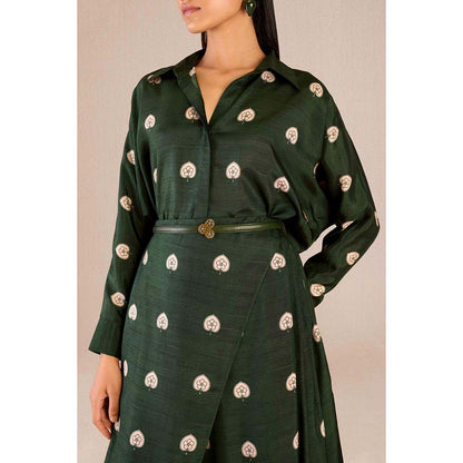 AMPM Emery Green Printed Shirt with Dhoti and Belt (Set of 3)