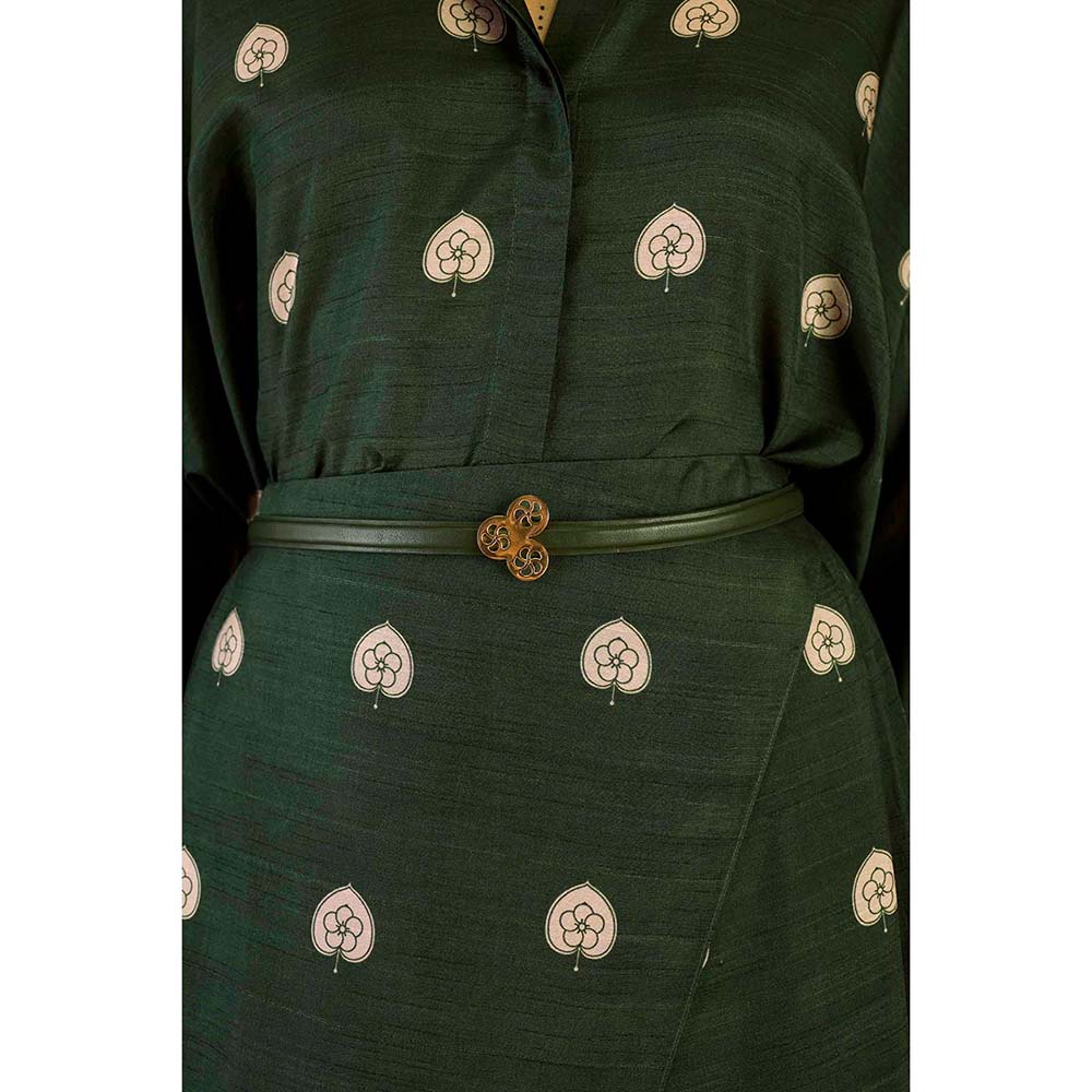 AMPM Emery Green Printed Shirt with Dhoti and Belt (Set of 3)