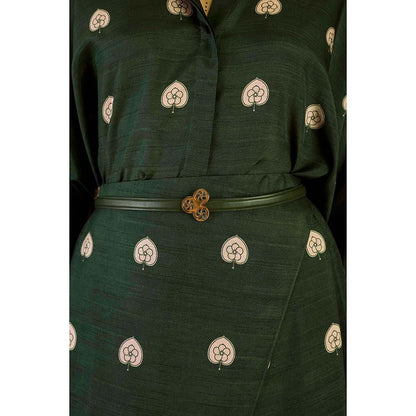 AMPM Emery Green Printed Shirt with Dhoti and Belt (Set of 3)