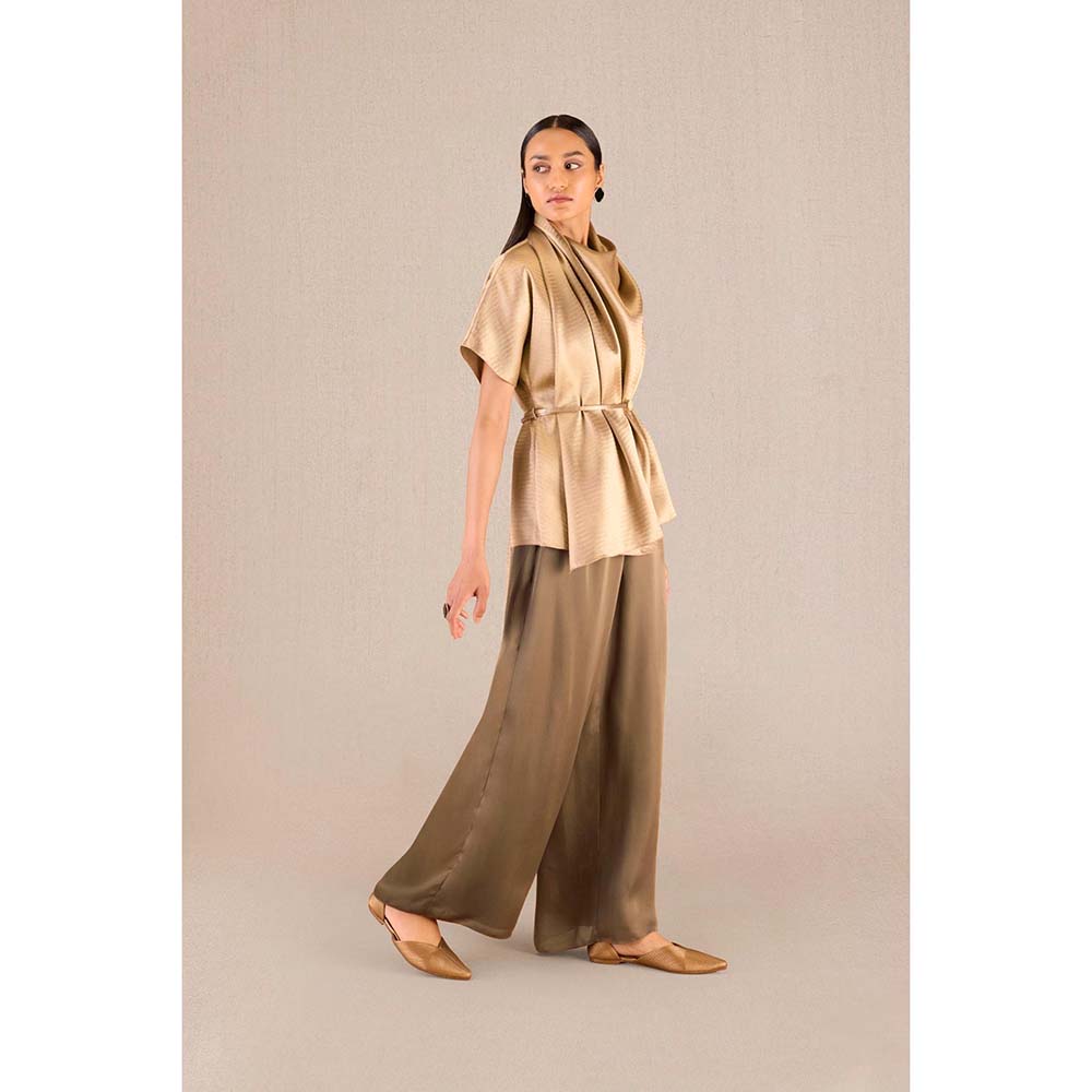 AMPM Usra Gold Textured Tunic and Palazzo (Set of 3)