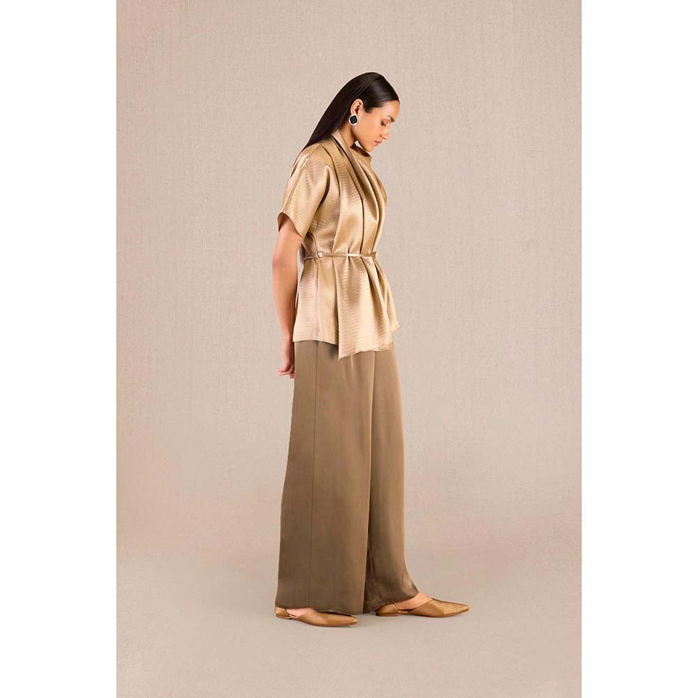 AMPM Usra Gold Textured Tunic and Palazzo (Set of 3)