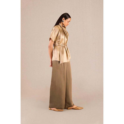 AMPM Usra Gold Textured Tunic and Palazzo (Set of 3)