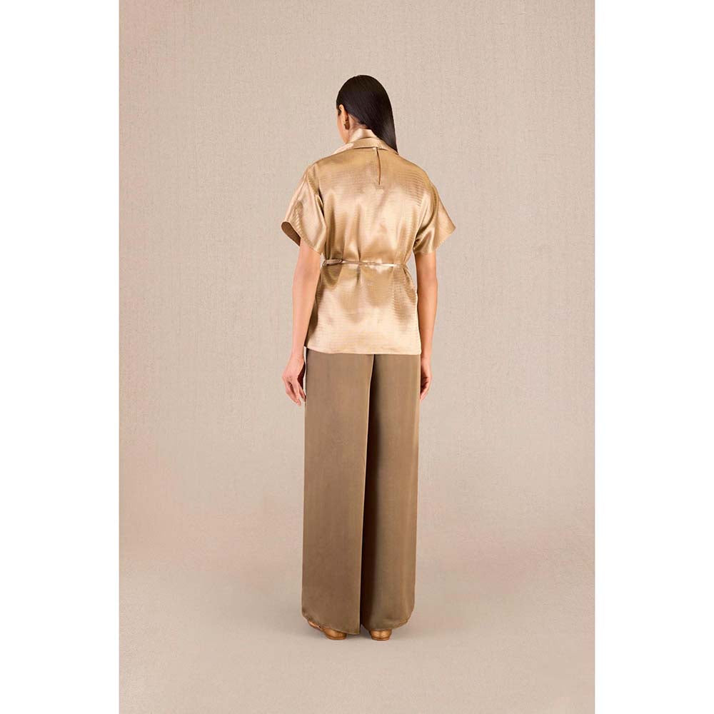 AMPM Usra Gold Textured Tunic and Palazzo (Set of 3)