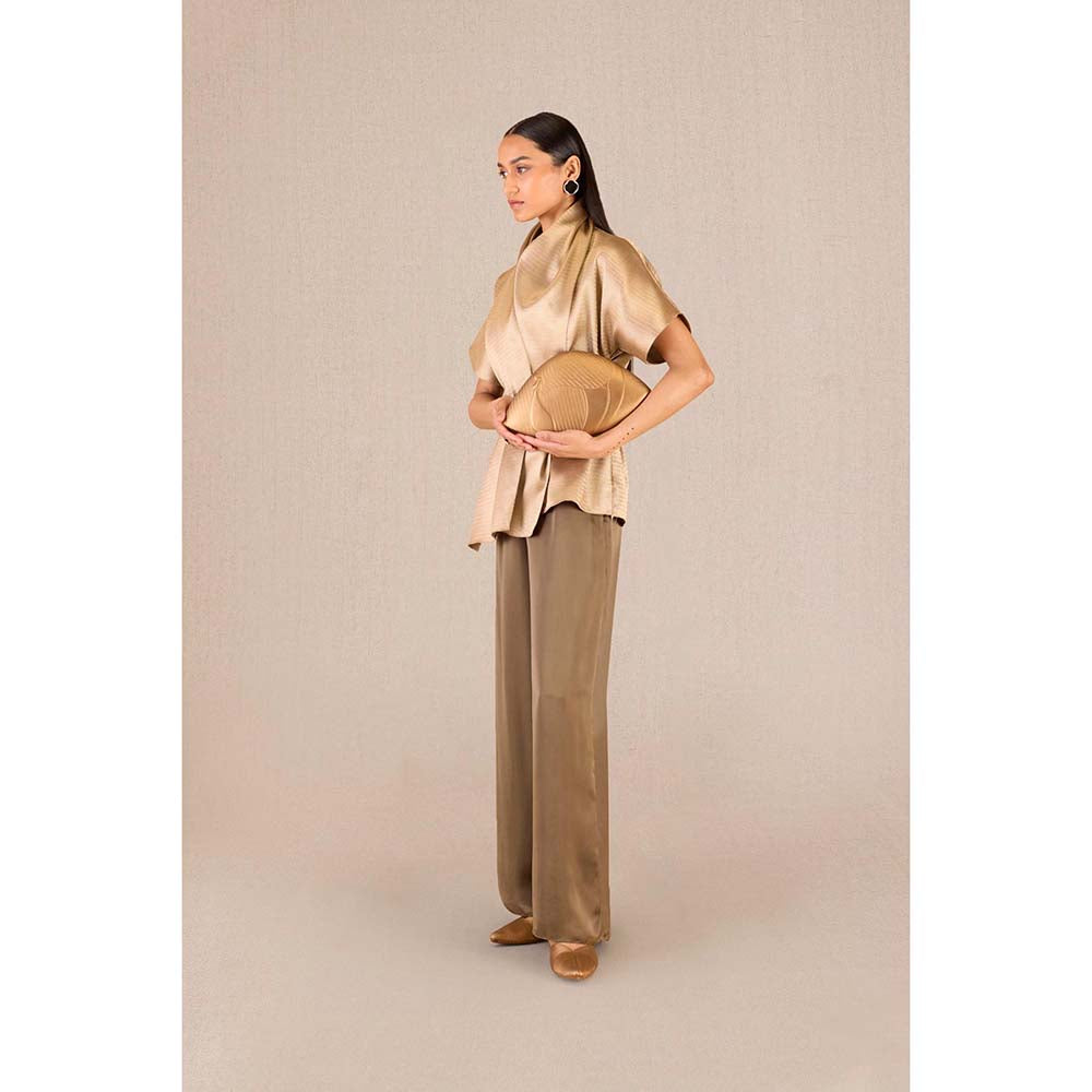 AMPM Usra Gold Textured Tunic and Palazzo (Set of 3)