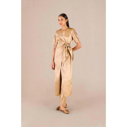 AMPM Urvi Gold Textured Kurta and Pant (Set of 2)