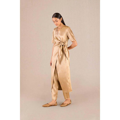 AMPM Urvi Gold Textured Kurta and Pant (Set of 2)