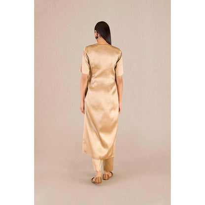 AMPM Urvi Gold Textured Kurta and Pant (Set of 2)