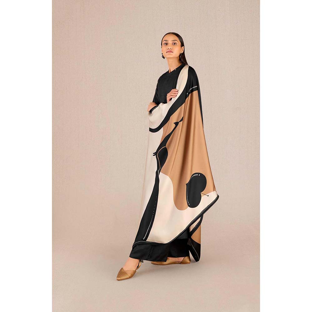 AMPM Saimah Black Printed Kurta with Palazzo and Dupatta (Set of 3)