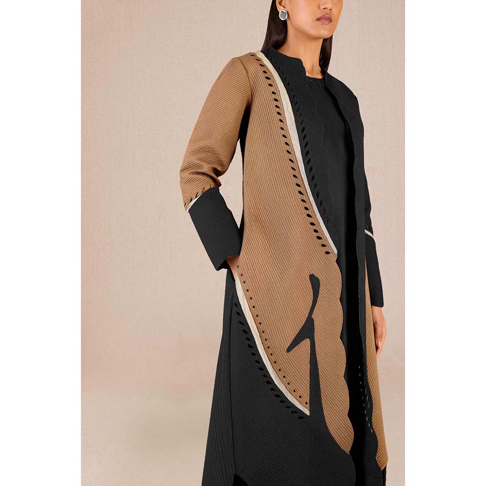 AMPM Asira Black Printed Jacket with Kurta and Palazzo (Set of 3)