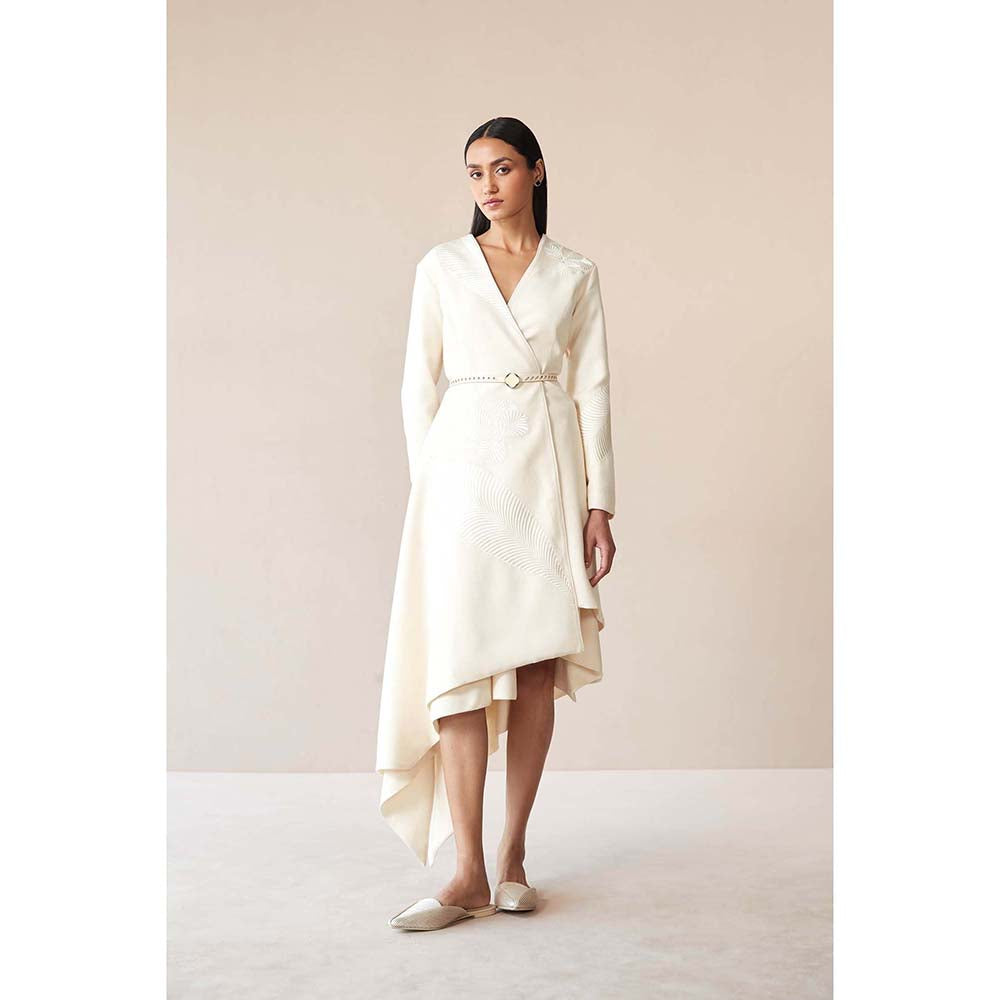 AMPM White Marwa Jacket with Top, Skirt and Belt (Set of 4)