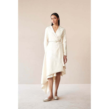 AMPM White Marwa Jacket with Top, Skirt and Belt (Set of 4)