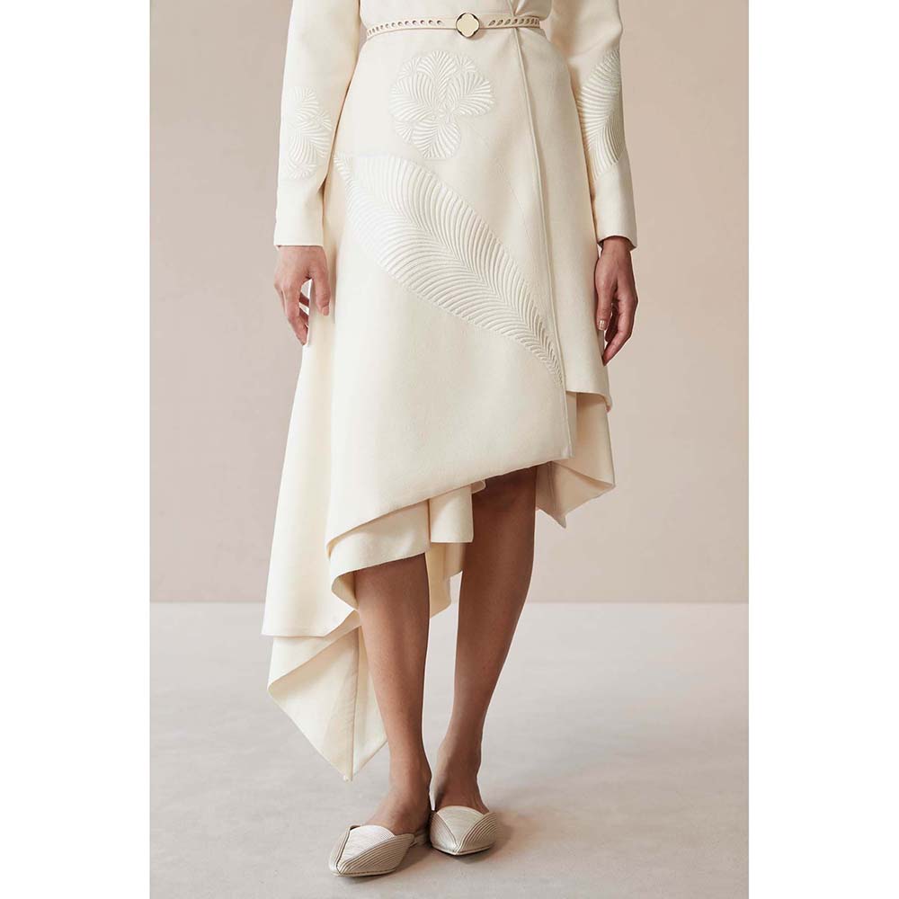 AMPM White Marwa Jacket with Top, Skirt and Belt (Set of 4)