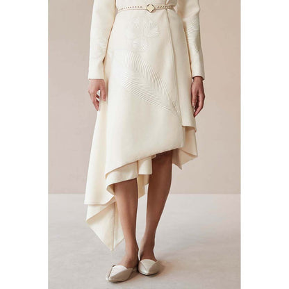 AMPM White Marwa Jacket with Top, Skirt and Belt (Set of 4)