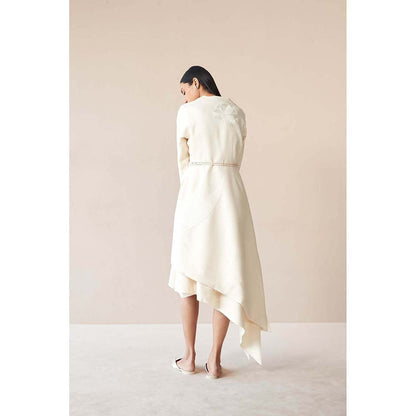 AMPM White Marwa Jacket with Top, Skirt and Belt (Set of 4)