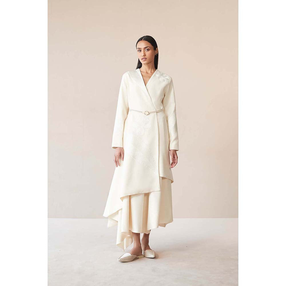 AMPM White Marwa Jacket with Top, Skirt and Belt (Set of 4)