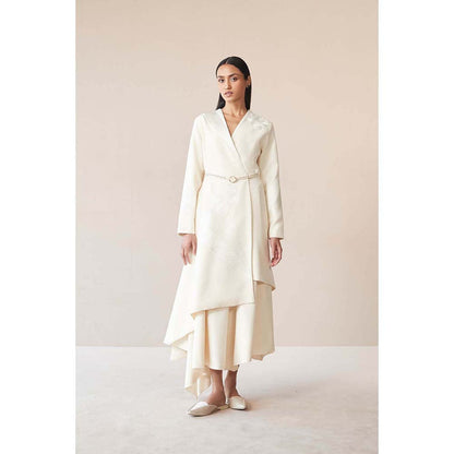 AMPM White Marwa Jacket with Top, Skirt and Belt (Set of 4)