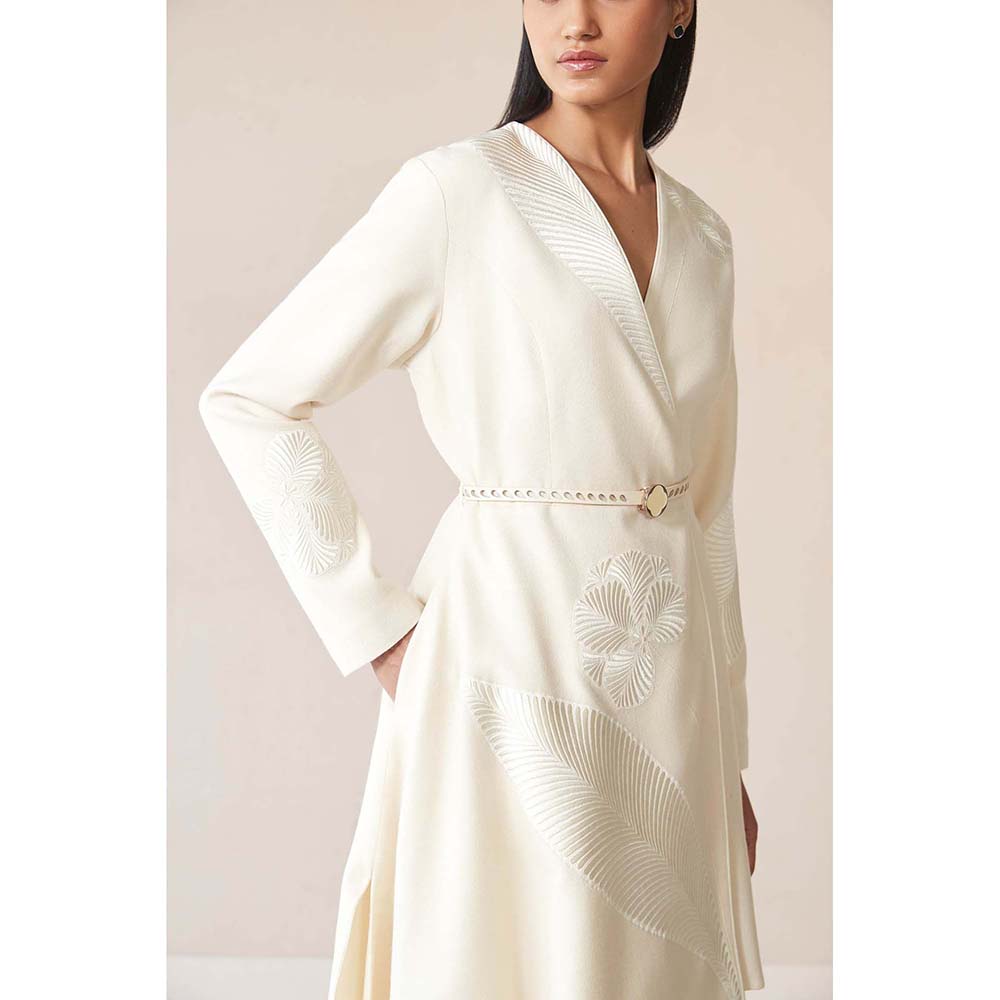 AMPM White Marwa Jacket with Top, Skirt and Belt (Set of 4)
