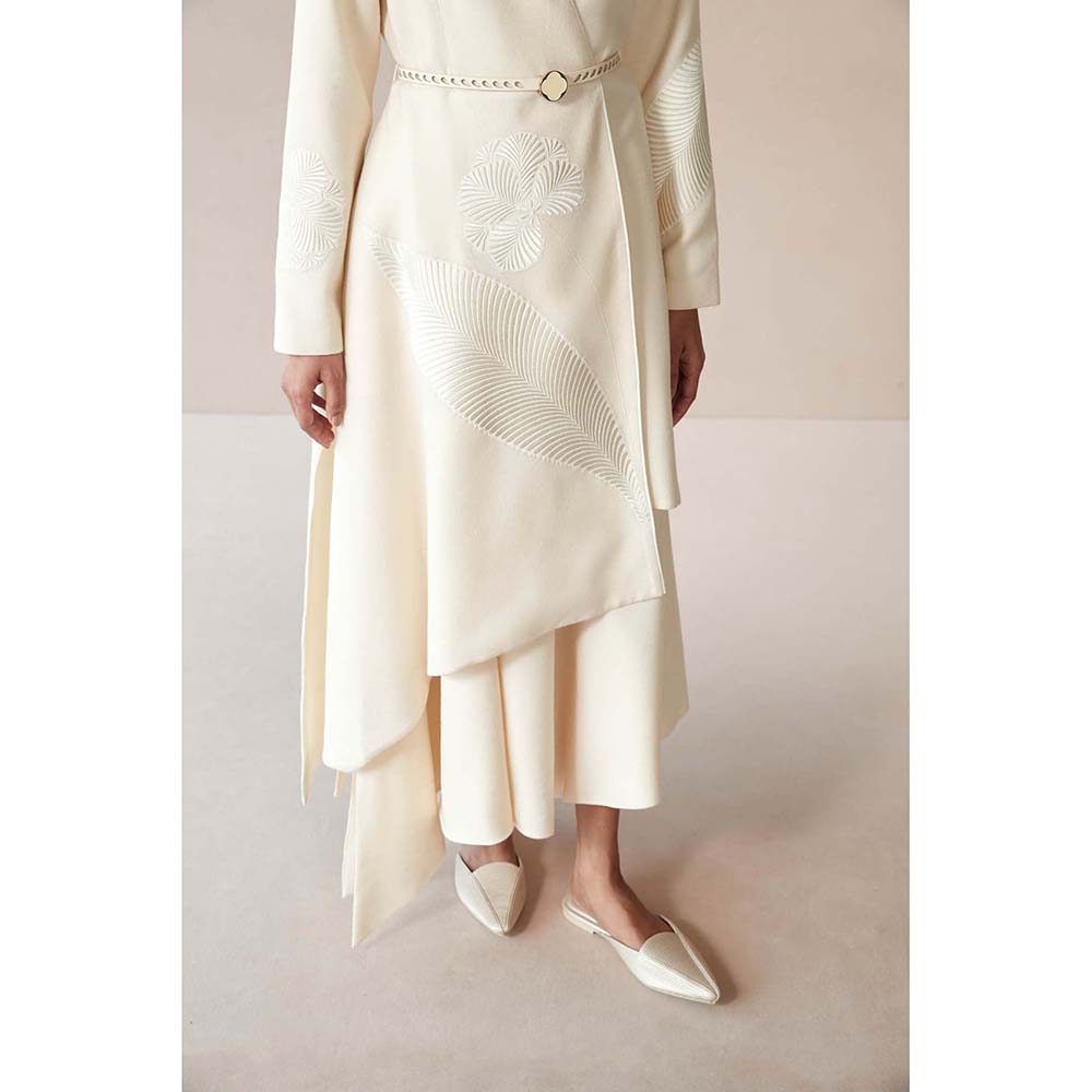 AMPM White Marwa Jacket with Top, Skirt and Belt (Set of 4)