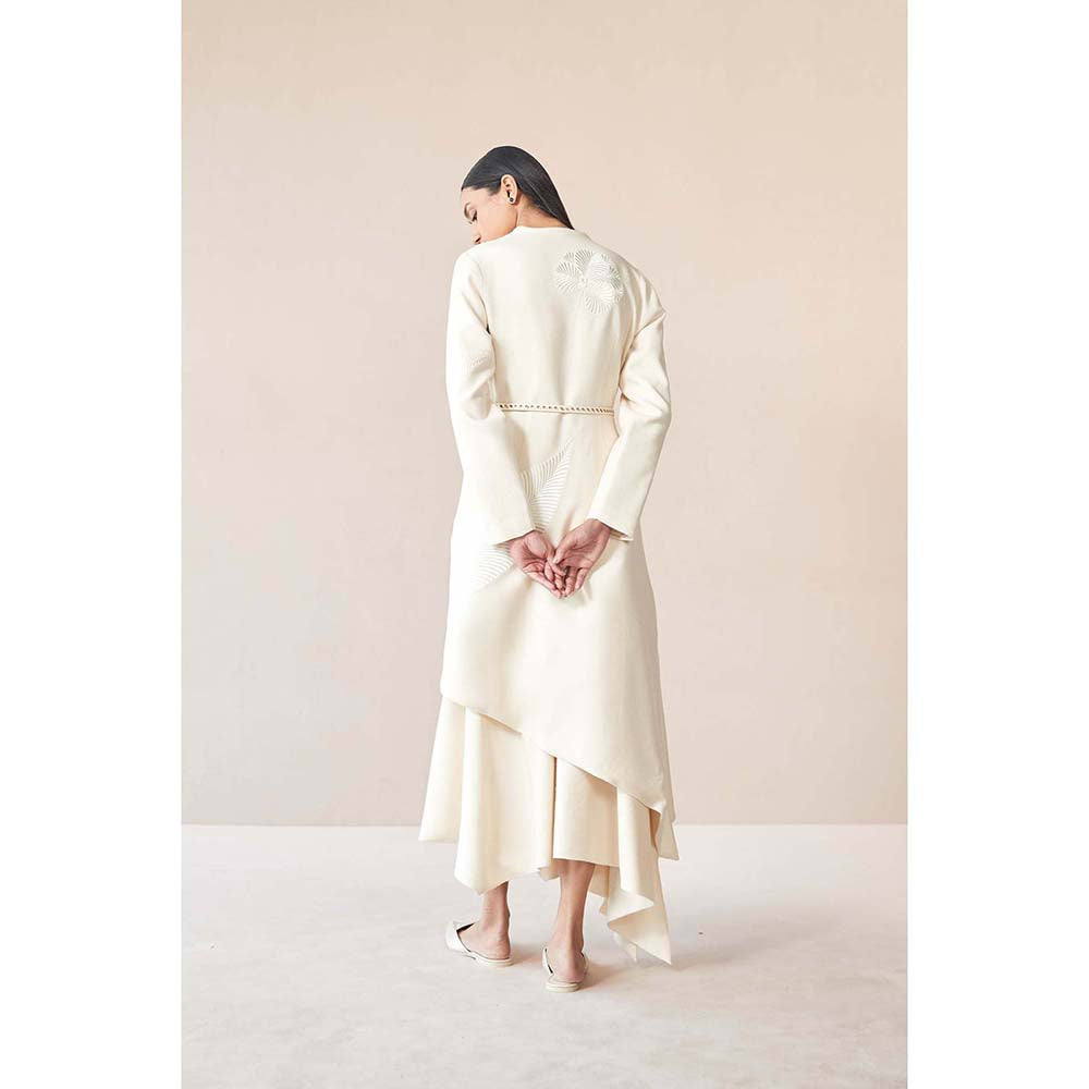 AMPM White Marwa Jacket with Top, Skirt and Belt (Set of 4)