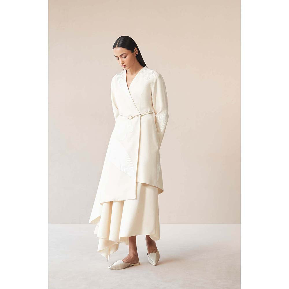 AMPM White Marwa Jacket with Top, Skirt and Belt (Set of 4)