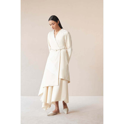 AMPM White Marwa Jacket with Top, Skirt and Belt (Set of 4)