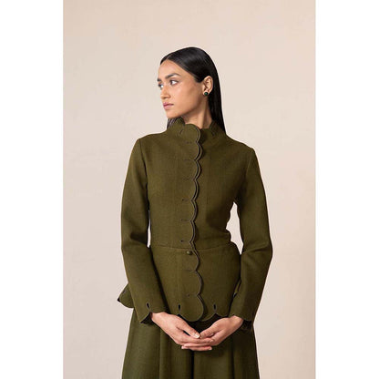 AMPM Olive Medha Jacket with Palazzo (Set of 2)