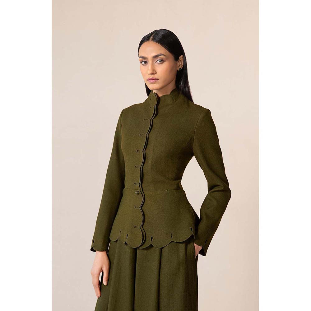 AMPM Olive Medha Jacket with Palazzo (Set of 2)
