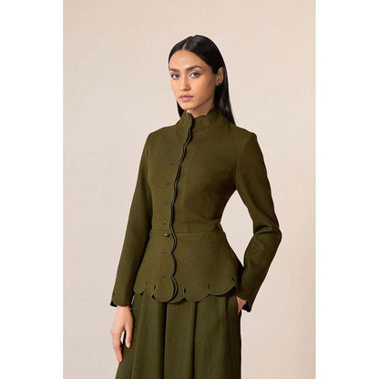 AMPM Olive Medha Jacket with Palazzo (Set of 2)