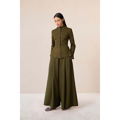 AMPM Olive Medha Jacket with Palazzo (Set of 2)