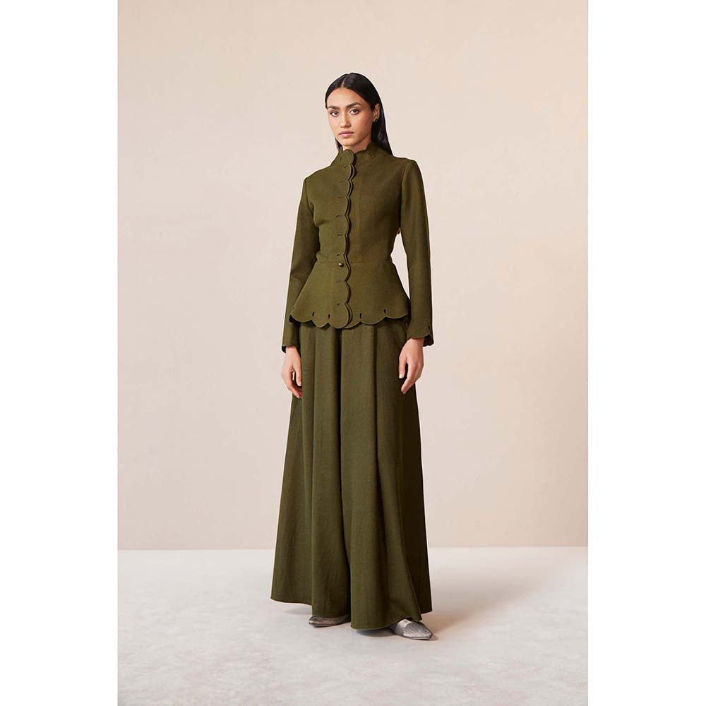 AMPM Olive Medha Jacket with Palazzo (Set of 2)