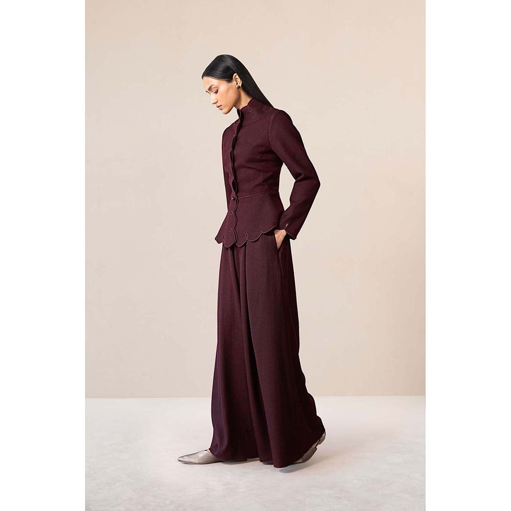 AMPM Burgundy Medha Jacket with Palazzo (Set of 2)