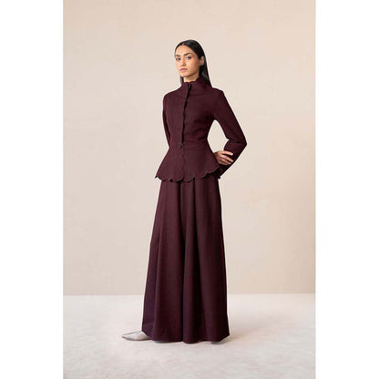 AMPM Burgundy Medha Jacket with Palazzo (Set of 2)
