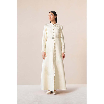 AMPM White Nahid Jacket with Belt (Set of 2)