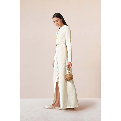 AMPM White Nahid Jacket with Belt (Set of 2)