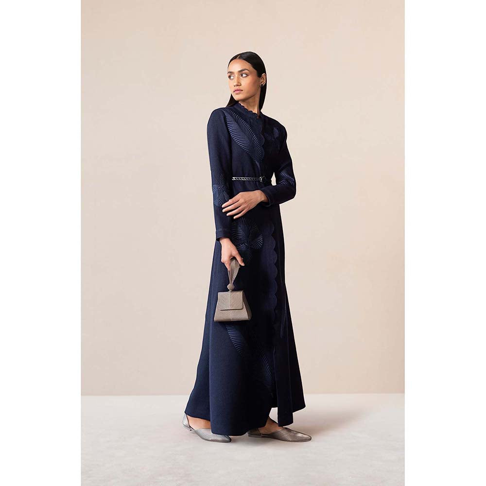 AMPM Navy Blue Nahid Jacket with Belt (Set of 2)